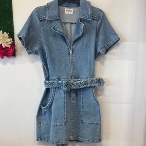 Show Me Your MuMu Denim Belted Romper Size XL